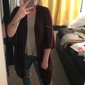 maroon/ burgundy cardigan